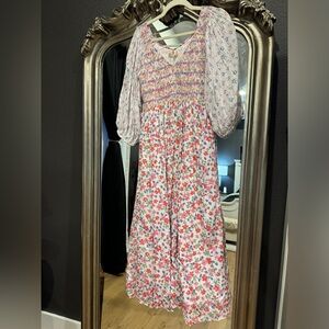 LoveShackFancy Multi Floral Cotton Dress S